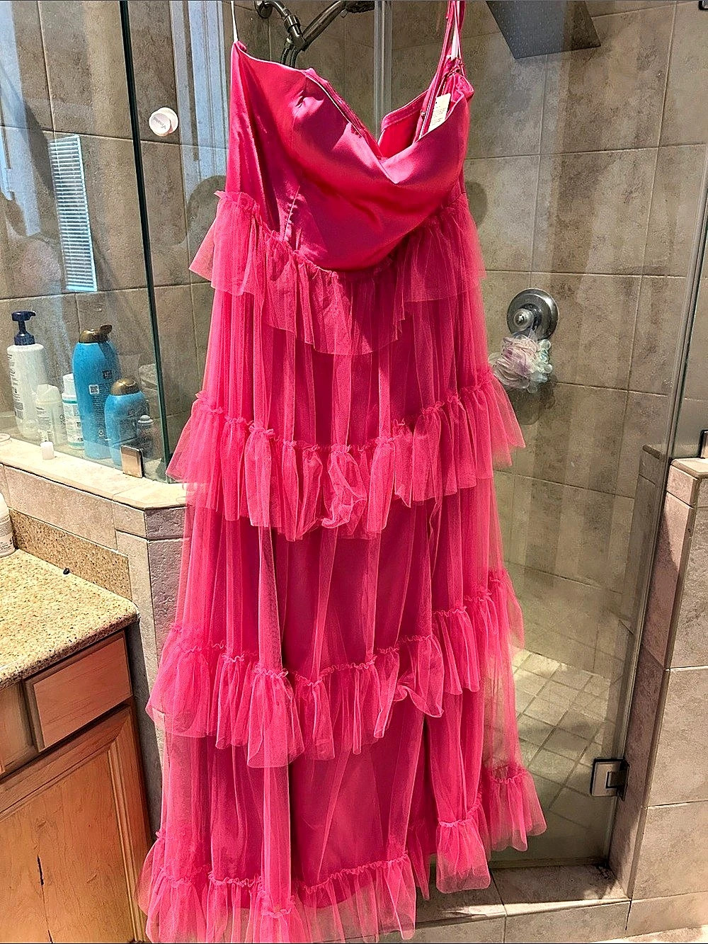 NWT Revelry Tiered Tulle Maxi Dress in Pink Size 18